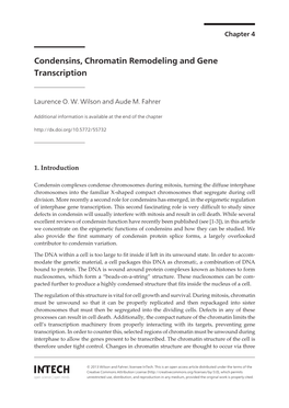 Condensins, Chromatin Remodeling and Gene Transcription