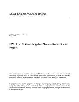 44458-013: Amu Bukhara Irrigation System