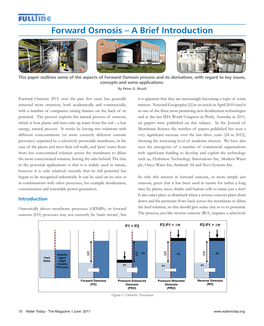 Forward Osmosis – a Brief Introduction