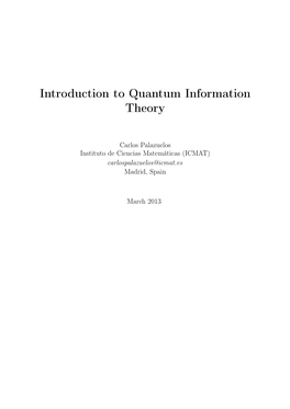 Introduction to Quantum Information Theory