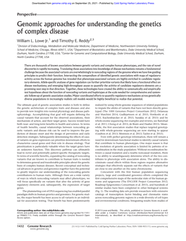 Genomic Approaches for Understanding the Genetics of Complex Disease