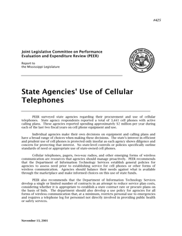 State Agencies' Use of Cellular Telephones