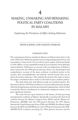 Chapter 4 Making, Unmaking and Remaking Political Party Coalitions