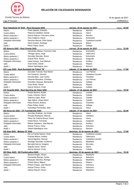 Designación Arbitral Completa De La Jornada 2 En Segunda División