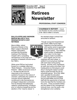 November 07 Retirees Newsletter