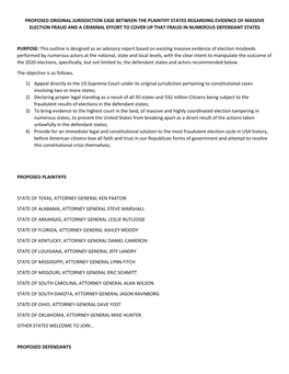 Proposed Original Jurisdiction Case Between The