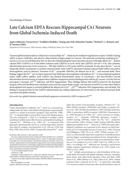 Late Calcium EDTA Rescues Hippocampal CA1 Neurons from Global Ischemia-Induced Death