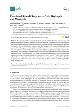 Functional Stimuli-Responsive Gels: Hydrogels and Microgels