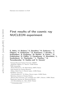 First Results of the Cosmic Ray NUCLEON Experiment