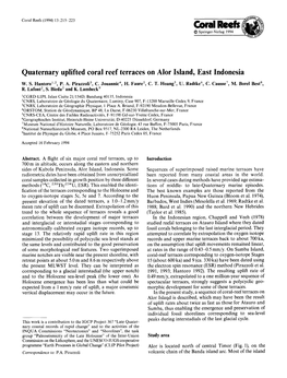 Quaternary Uplifted Coral Reef Terraces on Alor Island, East Indonesia