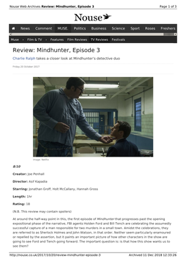 Review: Mindhunter, Episode 3 | Nouse