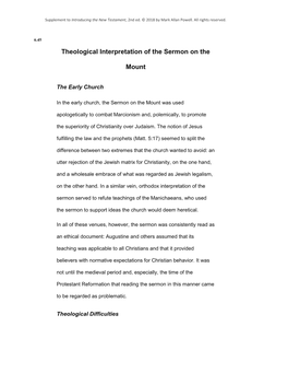 Theological Interpretation of the Sermon on the Mount