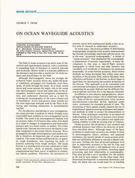 On Ocean Waveguide Acoustics