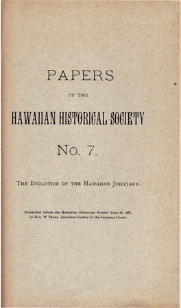 The Evolution of the Hawaiian Judiciary