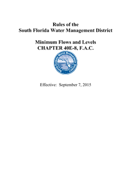 Rules of the South Florida Water Management District Minimum