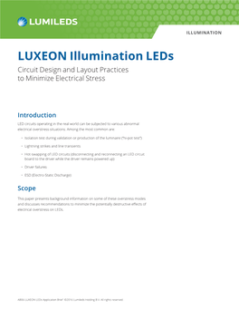 LUXEON Illumination Leds Circuit Design and Layout Practices to Minimize Electrical Stress