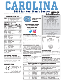 2018 Tar Heel Men's Soccer