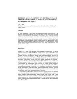 Ecology and Management of Arundo Donax, and Approaches to Riparian Habitat Restoration in Southern California