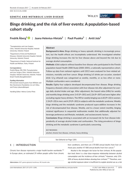 Binge Drinking and the Risk of Liver Events: a Population-­Based Cohort Study