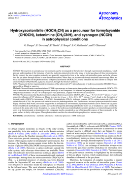 Hydroxyacetonitrile (HOCH2CN) As a Precursor for Formylcyanide (CHOCN), Ketenimine (CH2CNH), and Cyanogen (NCCN) in Astrophysical Conditions