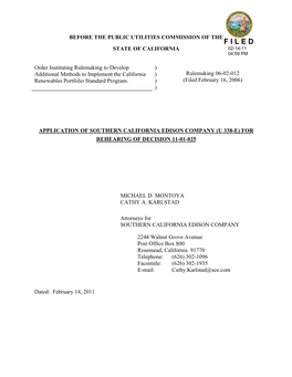 F I L E D State of California 02-14-11 04:59 Pm
