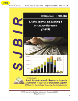 ISSN: 2319-1422 Vol 9, Issue 3, May 2020, Impact Factor SJIF 2020 = 7.126 SJBIR