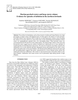 Martian Perched Craters and Large Ejecta Volume: Evidence for Episodes of Deflation in the Northern Lowlands