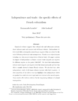 Independence and Trade: the Speci C E Ects of French Colonialism