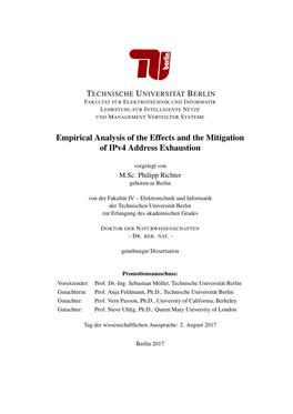 Empirical Analysis of the Effects and the Mitigation of Ipv4 Address Exhaustion