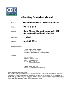 Trihalomethanes/MTBE/Nitromethane Lab Procedure Manual