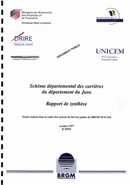 1. Presentation Du Schema Departemental Des Carrieres Du Jura