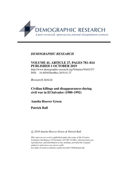 Civilian Killings and Disappearances During Civil War in El Salvador (1980–1992)