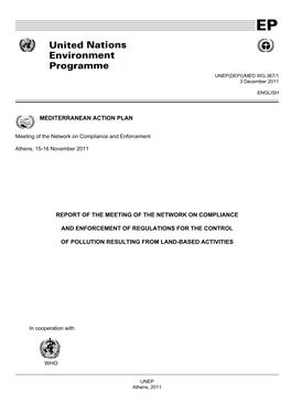 Mediterranean Action Plan Report of the Meeting of the Network on Compliance and Enforcement of Regulations for the Control of P