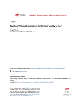 Taxation Without Liquidation: Rethinking 