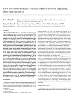 River Incision Into Bedrock: Mechanics and Relative Efficacy of Plucking, Abrasion and Cavitation