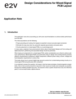 Design Considerations for Mixed-Signal PCB Layout