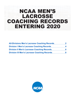 Ncaa Men's Lacrosse Coaching Records Entering 2020