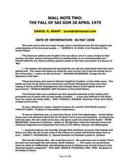 The Fall of Sai Gon 30 April 1975