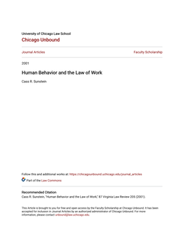 Human Behavior and the Law of Work