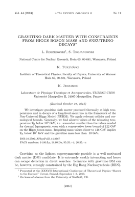 Gravitino Dark Matter with Constraints from Higgs Boson Mass …
