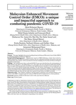 EMCO): a Unique COVID-19 and Impactful Approach to Pandemic Combating Pandemic COVID-19