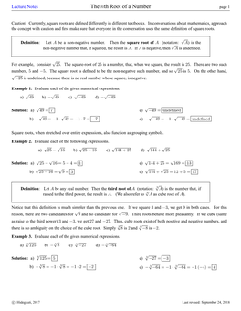 The Nth Root of a Number Page 1