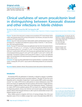 Clinical Usefulness of Serum Procalcitonin Level in Distinguishing Between Kawasaki Disease and Other Infections in Febrile Children