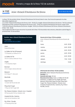 Horario Y Mapa De La Ruta 152 De Autobús