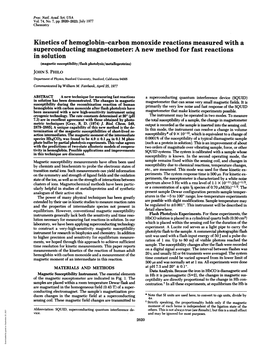 Kinetics of Hemoglobin-Carbon Monoxide Reactions Measured