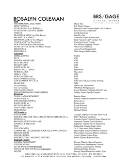 COLEMAN, ROSALYN 2020 Resume