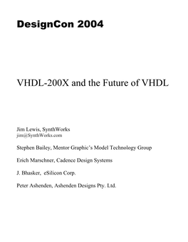 Designcon 2004 VHDL-200X and the Future of VHDL