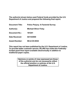 Police Perjury: a Factorial Survey