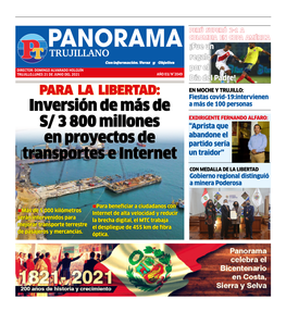 3 800 Millones En Proyectos De Transportes E Internet Para La Región La Libertad - MÁS DE 5 000 Chimú Y Pacasmayo