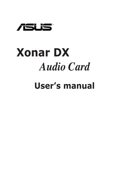 Audio Card User’S Manual E3859 Second Edition V2 April 2008